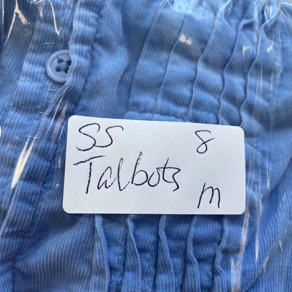 Vintage Talbots Corduroy Button Up Top Medium Blue Pin Tuck Pleat Fine Wale Y2K - Picture 13 of 13